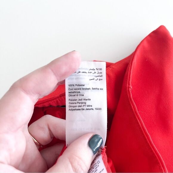 Warehouse High Waist Wide Leg Trousers Red Women's US 4 Polyester - Picture 7 of 13